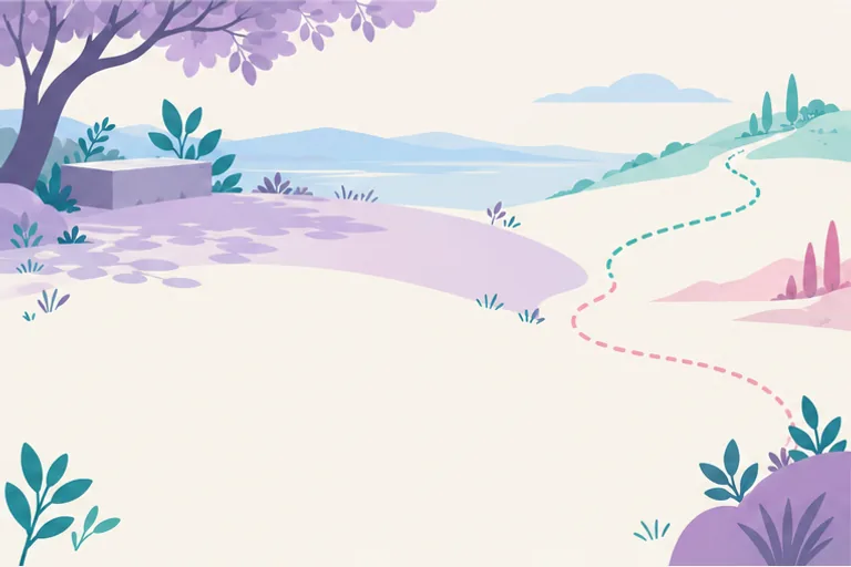 The official Thought Pebble rests in an open space beside two tentative paths.