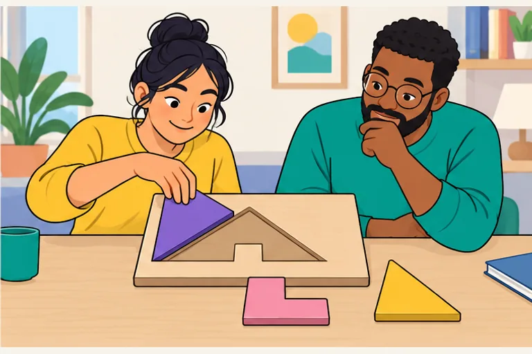 One learner selects a piece while the other considers the choice.